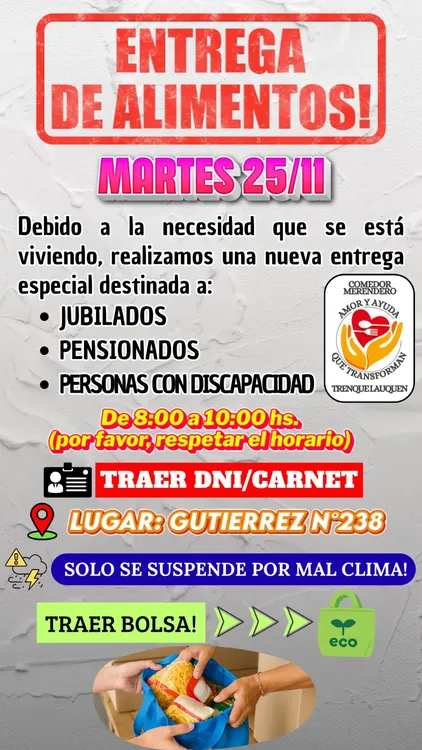 comedor entrega comida