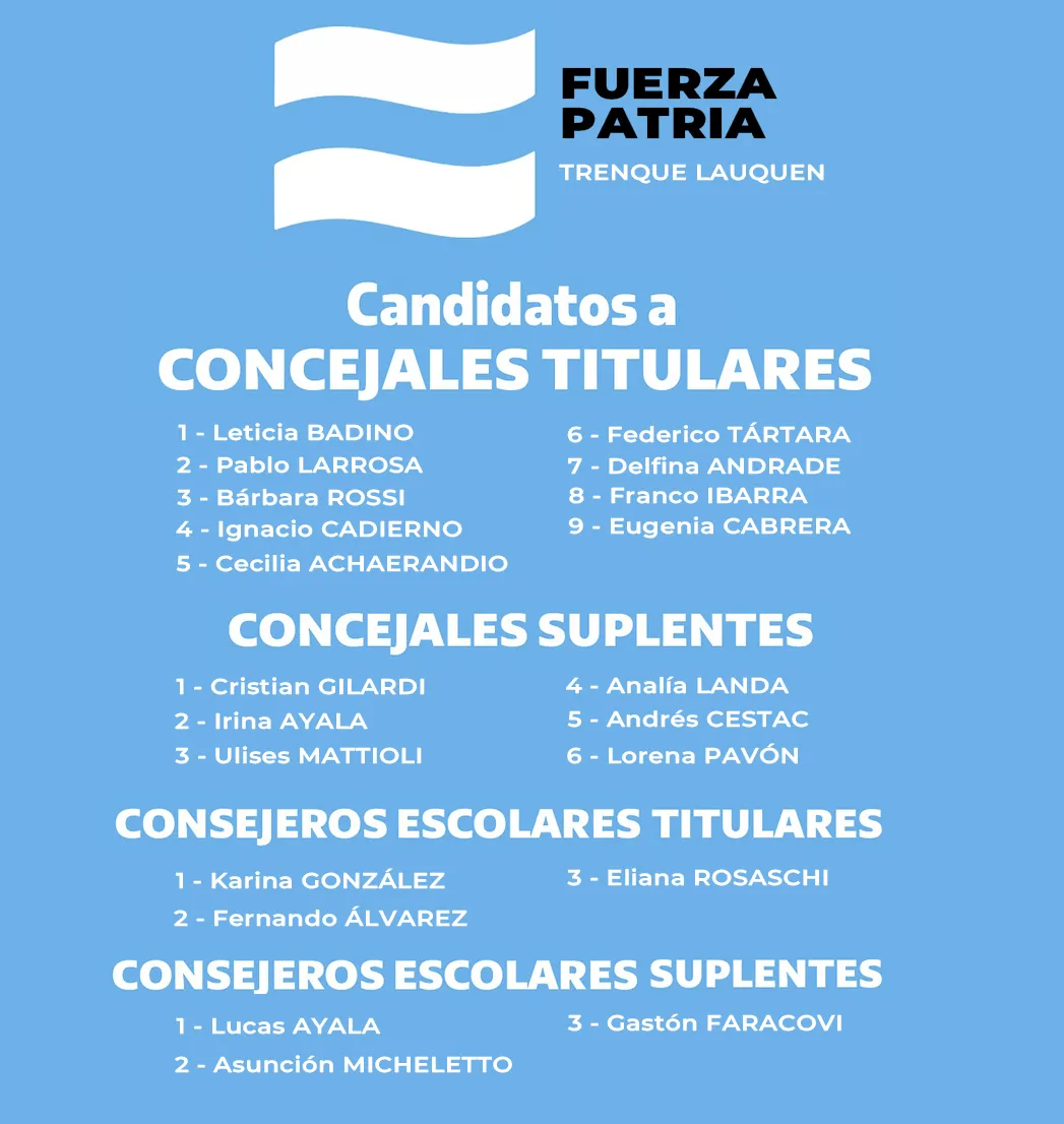 LISTA FUERZA PATRIA TRENQUE LAUQUEN